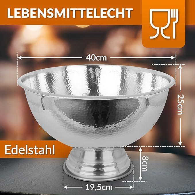 Buffetzubehör mieten & vermieten - Champagnerkühler Sektkühler Flaschenkühler Edelstahl Ø 40 cm Hammerschlagoptik Sektschale in Elsdorf (Rheinland)
