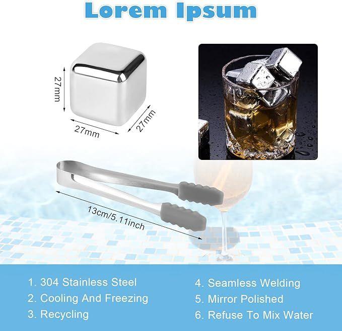 Eiswürfelmaschine mieten & vermieten - Eiswürfel Whiskysteine Edelstahl 18 Stück Edelstahl 304 widerverwendbar gefrorene Eiswürfel Wein in Elsdorf (Rheinland)