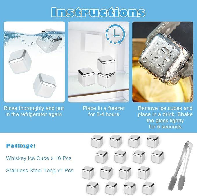 Eiswürfelmaschine mieten & vermieten - Eiswürfel Whiskysteine Edelstahl 18 Stück Edelstahl 304 widerverwendbar gefrorene Eiswürfel Wein in Elsdorf (Rheinland)