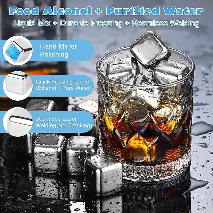 Eiswürfelmaschine mieten & vermieten - Eiswürfel Whiskysteine Edelstahl 18 Stück Edelstahl 304 widerverwendbar gefrorene Eiswürfel Wein in Elsdorf (Rheinland)