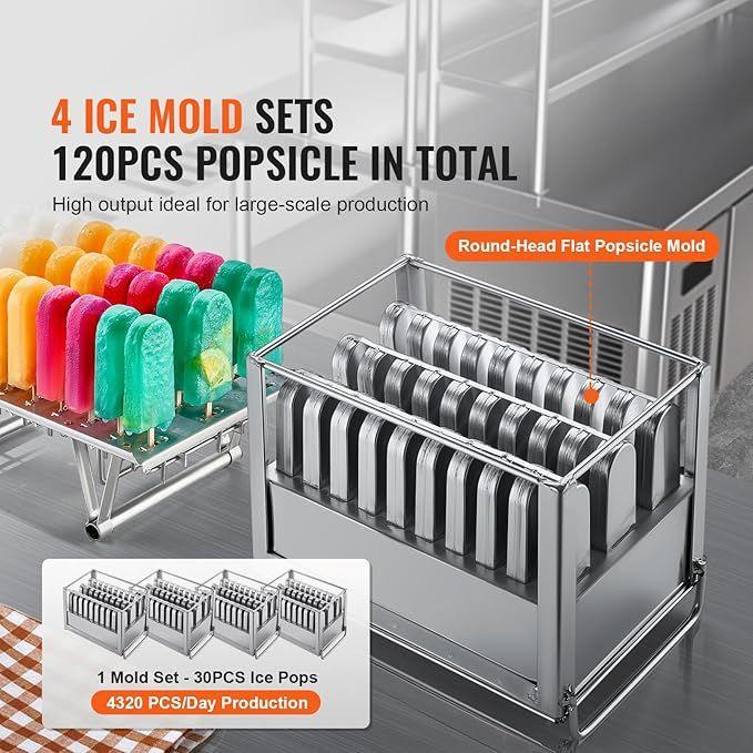 Softeismaschine mieten & vermieten - Eis am Stil kommerzielle Eismaschine 4-Formen-Set 4320 Eis am Stiel/Tag Edelstahl gewerblich in Elsdorf (Rheinland)
