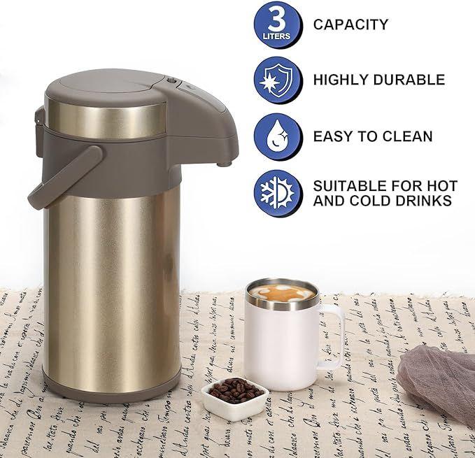 Kaffeemaschinen mieten & vermieten - Pumpkanne 4l Thermoskannen Kaffeespender Kanne Kaffeekanne 4,0 Liter Edelstahl doppelwandig in Elsdorf (Rheinland)