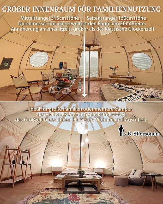Camping Zelte mieten & vermieten - Tipizelt Jurtenzelt Familienzelt Zwiebelzelt Canvas-Zelt 8-Personen 5x3,15m Segeltuch Pyramidenzelt in Elsdorf (Rheinland)