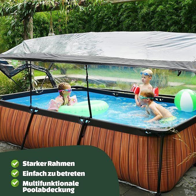 Wasserspiele mieten & vermieten - Schwimmbecken Swimmingpool Gartenpool Holzpool mit Multifunktionsabdeckung 300 x 200 x 65 cm in Elsdorf (Rheinland)