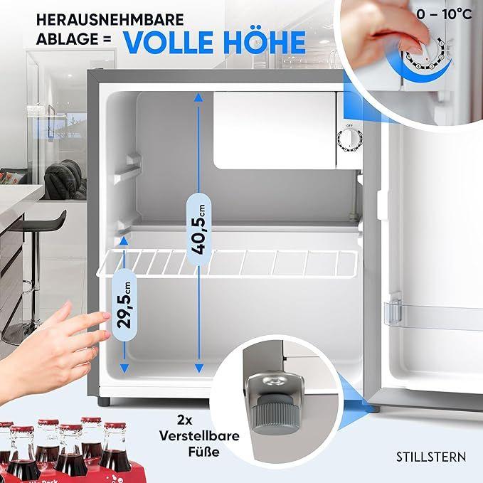 Kühlschrank mieten & vermieten - Minikühlschrank Kühlschrank mit Schloss 45 Liter H 45 x B 45 x T 51 cm silber leise Frostfach in Elsdorf (Rheinland)