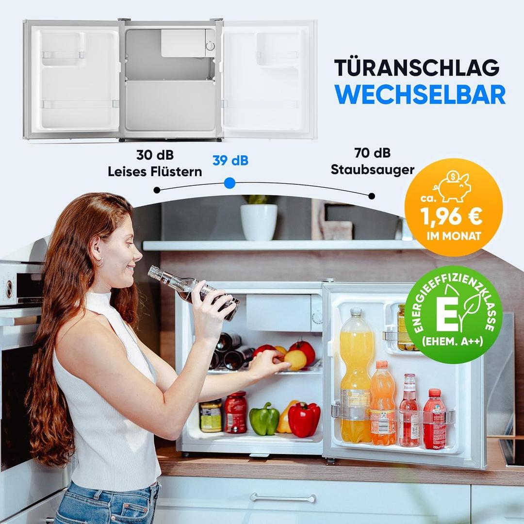 Kühlschrank mieten & vermieten - Minikühlschrank Kühlschrank mit Schloss 45 Liter H 45 x B 45 x T 51 cm silber leise Frostfach in Elsdorf (Rheinland)