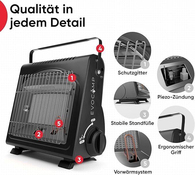 Campingzubehör mieten & vermieten - Tragbarer Gasheizer Heizgerät Zeltheizer Campingheizer 1,7 kW multifunktionaler Keramikheizer in Elsdorf (Rheinland)