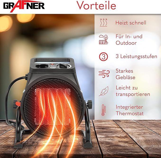 Campingzubehör mieten & vermieten - Stromheizung Elektroheizung Elektroheizer Zeltheizung Heizlüfter mit 2000 Watt 2 KW 3 Heizstufen in Elsdorf (Rheinland)