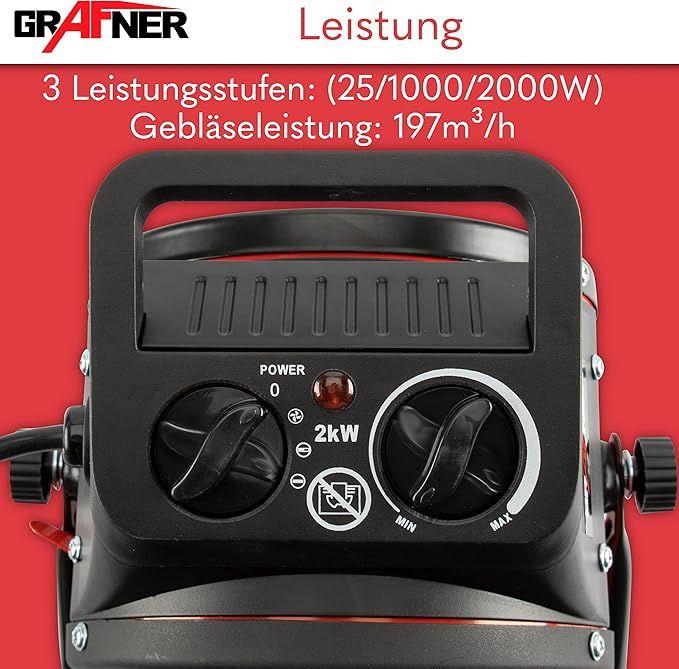 Campingzubehör mieten & vermieten - Stromheizung Elektroheizung Elektroheizer Zeltheizung Heizlüfter mit 2000 Watt 2 KW 3 Heizstufen in Elsdorf (Rheinland)