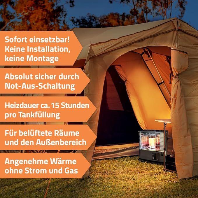 Campingzubehör mieten & vermieten - Petroleumheizer 3000 Watt 15 Stunden mit Handpumpe Heizgerät für Outdoor Camping Garten Terrasse in Elsdorf (Rheinland)