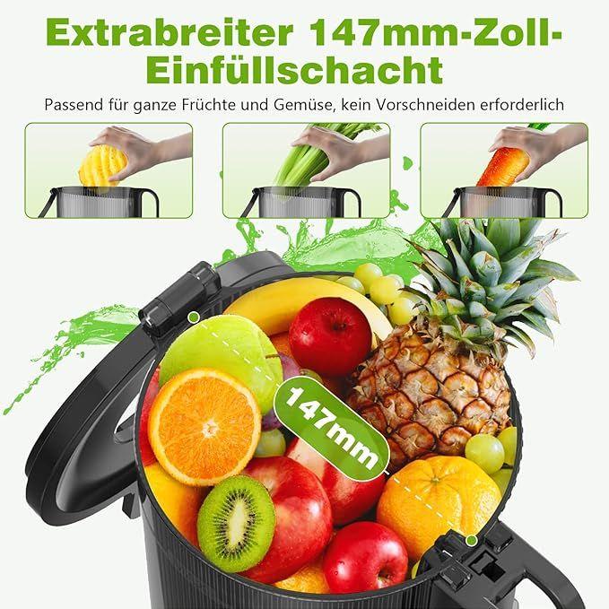 Cocktailbar mieten & vermieten - Entsafter 1,8 L Slow Juicer 400 W 147 mm Einfüllschacht elektrisch hohe Saftausbeute in Elsdorf (Rheinland)