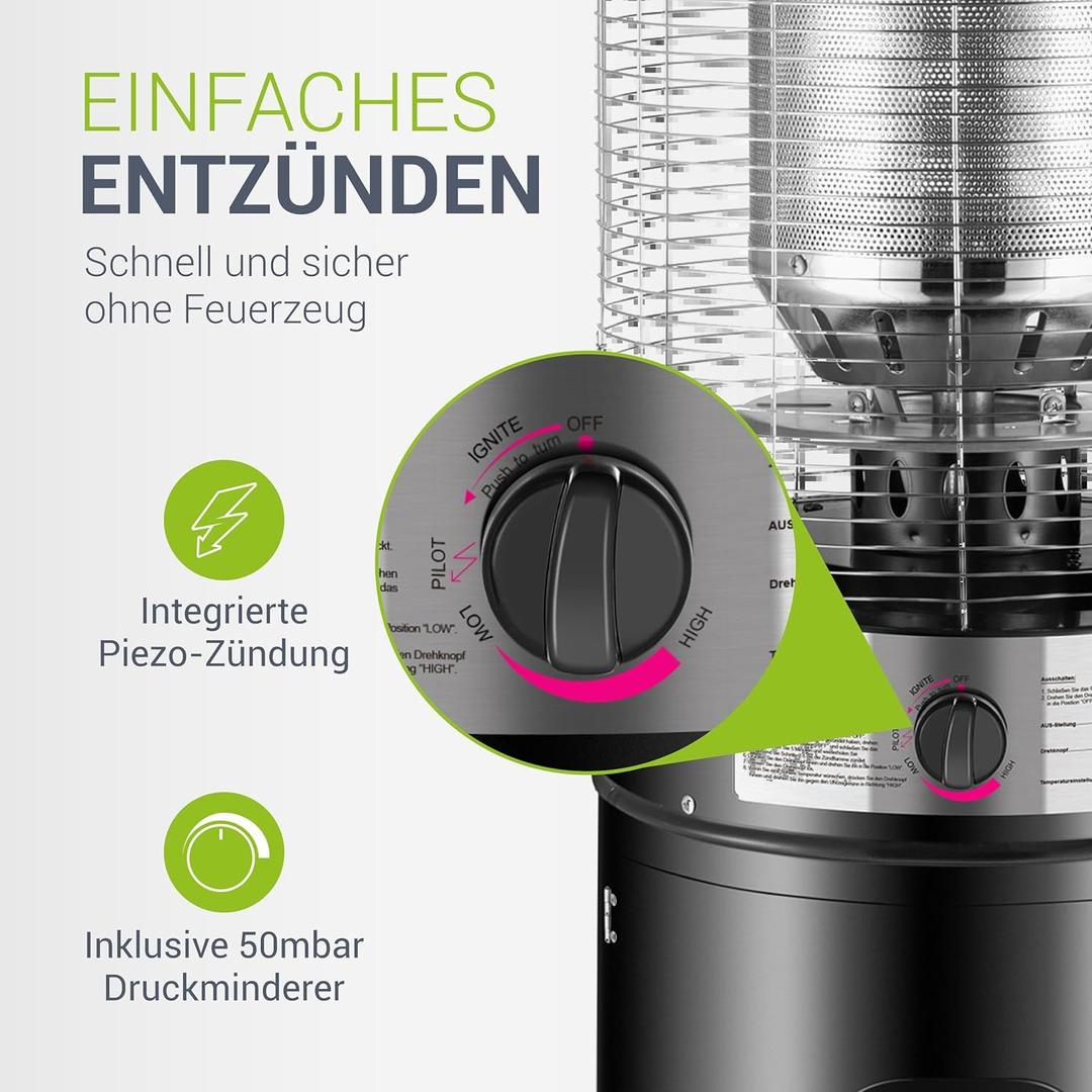 Heizstrahler & Heizpilz mieten & vermieten - Outdoor-Heizstrahler 11 kW Gasbrenner Terrassenheizer Gasbetrieb Terrasse Balkon Garten 5+11 L Gas in Elsdorf (Rheinland)