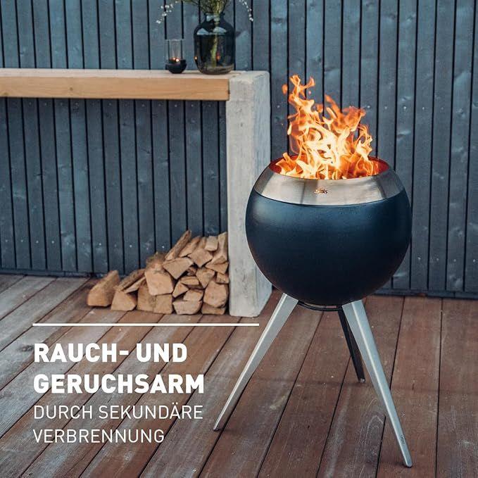 Feuerschale mieten & vermieten - Feuerschale Feuerkorb Feuerstelle rauchfrei hohem Boden Edelstahl emaillierter Holzvergaser in Elsdorf (Rheinland)
