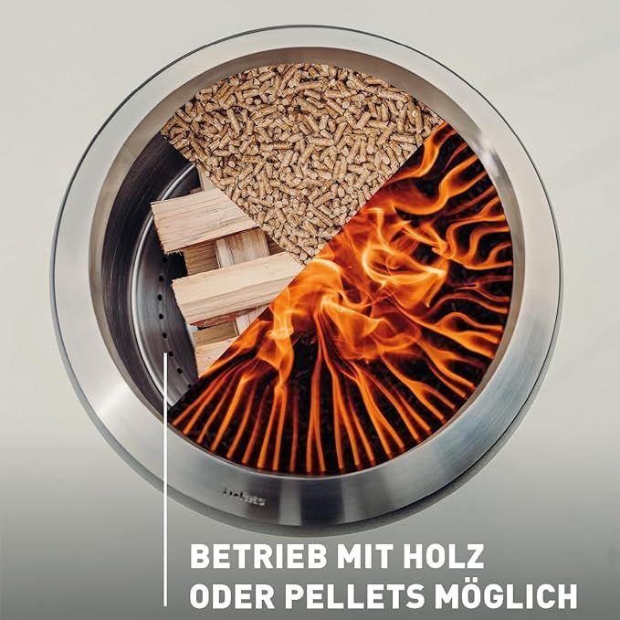 Feuerschale mieten & vermieten - Feuerschale Feuerkorb Feuerstelle rauchfrei hohem Boden Edelstahl emaillierter Holzvergaser in Elsdorf (Rheinland)