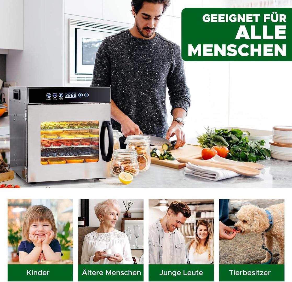 Buffetzubehör mieten & vermieten - Dörrgerät trocknen entsaften von Obst Früchten Gemüse u.a. Edelstahl 500 Watt 10 Stufen 30-90°C in Elsdorf (Rheinland)