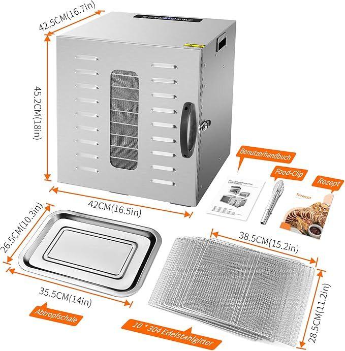 Buffetzubehör mieten & vermieten - Dörrgerät Dörrautomat trocknen Obst Früchten Gemüse u.a. Edelstahl 1000 Watt 10 Stufen mit 30-90°C in Elsdorf (Rheinland)