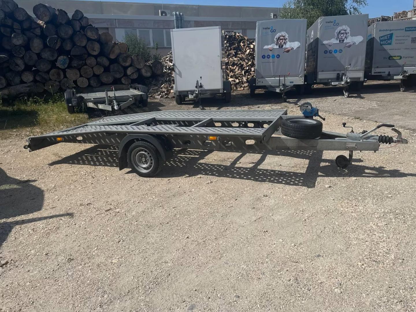 Autoanhänger mieten & vermieten - Vermietung Autotransporter 1 Achse 1,8t. Seilwinde mieten leihen in Senden