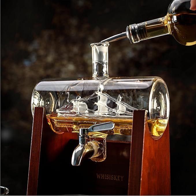 Cocktailbar mieten & vermieten - WHISKEY Karaffen-Set Whisky Schiffskaraffe 1100 ml 2 Whiskygläser 4 Whiskysteine edel servieren in Elsdorf (Rheinland)
