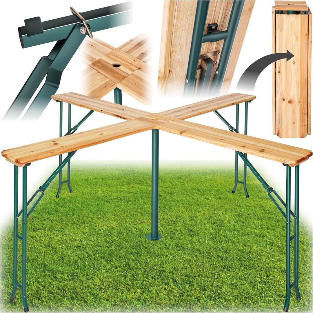 Tische mieten & vermieten - Quattro Bierzeltgarnitur Stehtisch XXL Biertisch Klapptisch Gartentisch aus Holz klappbar Outdoor in Elsdorf (Rheinland)