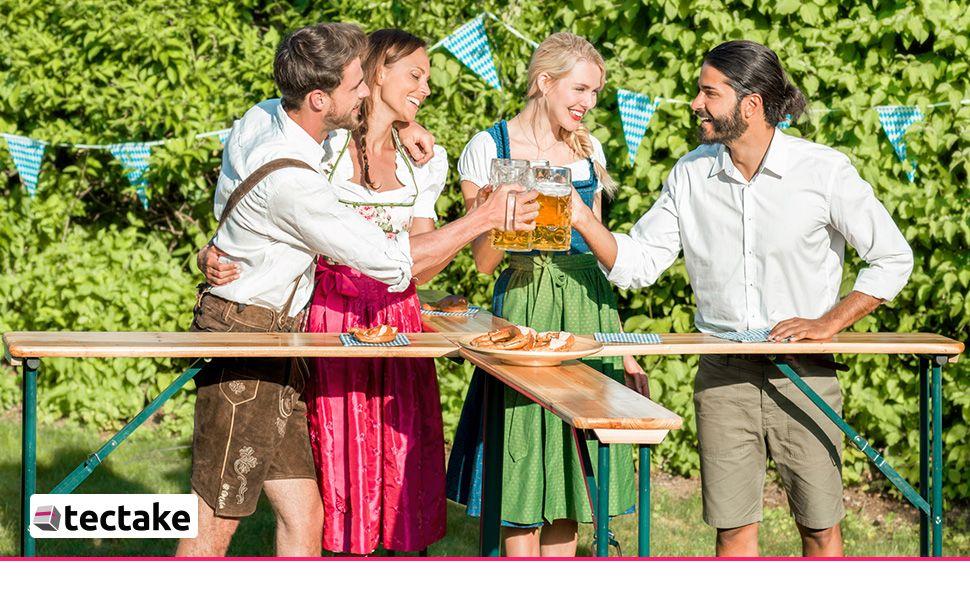 Tische mieten & vermieten - Quattro Bierzeltgarnitur Stehtisch XXL Biertisch Klapptisch Gartentisch aus Holz klappbar Outdoor in Elsdorf (Rheinland)
