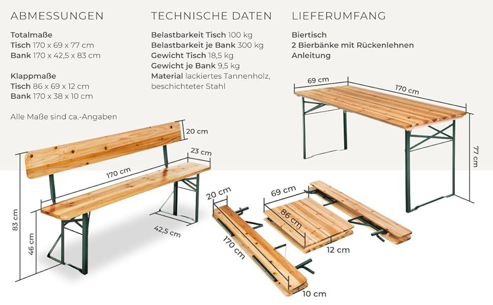Bierzeltgarnitur mieten & vermieten - Bierzeltgarnitur mit Rückenlehne Biertisch Esstisch Klapptisch Campingtisch 2 x Bank Rückenlehne in Elsdorf (Rheinland)