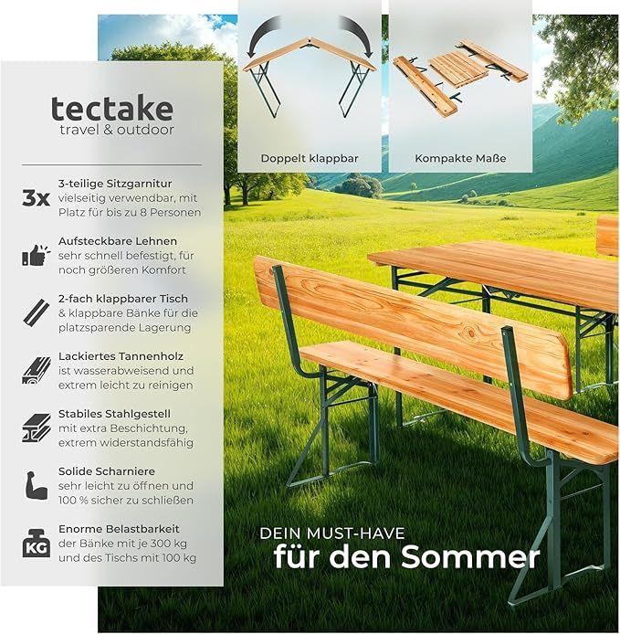 Bierzeltgarnitur mieten & vermieten - Bierzeltgarnitur mit Rückenlehne Biertisch Esstisch Klapptisch Campingtisch 2 x Bank Rückenlehne in Elsdorf (Rheinland)