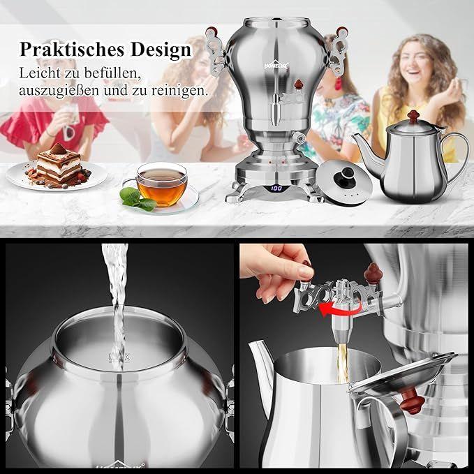Cocktailbar mieten & vermieten - Türkischer Teekocher Wasserkocher elektrisch Samoware Edelstahl 1850 Watt Teemaschine 2,5 L + 1,2 L in Elsdorf (Rheinland)