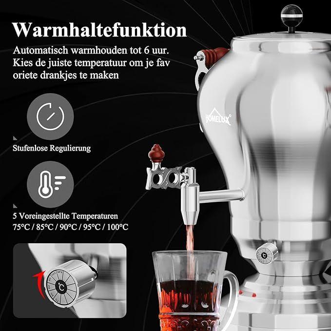 Cocktailbar mieten & vermieten - Türkischer Teekocher Wasserkocher elektrisch Samoware Edelstahl 1850 Watt Teemaschine 2,5 L + 1,2 L in Elsdorf (Rheinland)