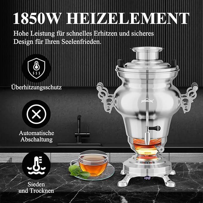 Cocktailbar mieten & vermieten - Teemaschine elektrisch Wasserkocher Teekocher Samoware Edelstahl 1850Watt 5 L + 1,6 L Teekannen Set in Elsdorf (Rheinland)