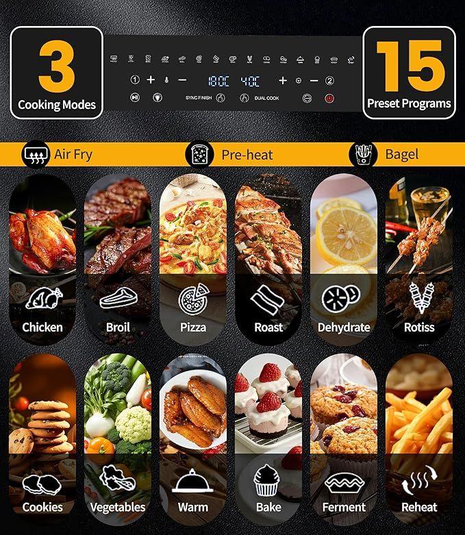 Catering mieten & vermieten - Heißluftfritteuse 23 L Minibackofen Multikocher Dual Zone XXL 1800 W LED-Touchscreen 15 Programme in Elsdorf (Rheinland)