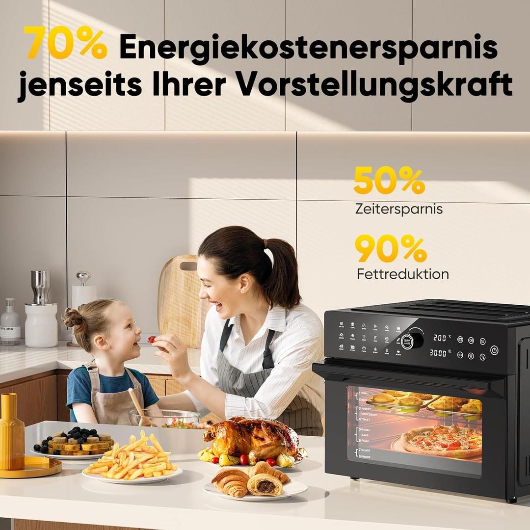 Grill & Ofen mieten & vermieten - Heißluftfritteuse 30 L XXL Minibackofen Multikocher mit LED-Touchscreen mit Umluft 20 Programme in Elsdorf (Rheinland)