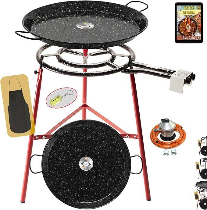 Grill & Ofen mieten & vermieten - Paella-Brenner-Set Paella-Pfanne 2 Grillpfannen Omelettpfanne Butangas emailliert 60 cm + 42 cm in Elsdorf (Rheinland)