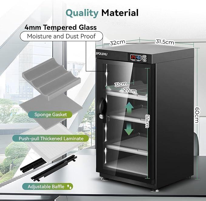 Elektronikzubehör mieten & vermieten - Elektronische Trockenbox Trockenschrank Luftentfeuchter 55L Kamera Digital Control mit LED-Leuchten in Elsdorf (Rheinland)