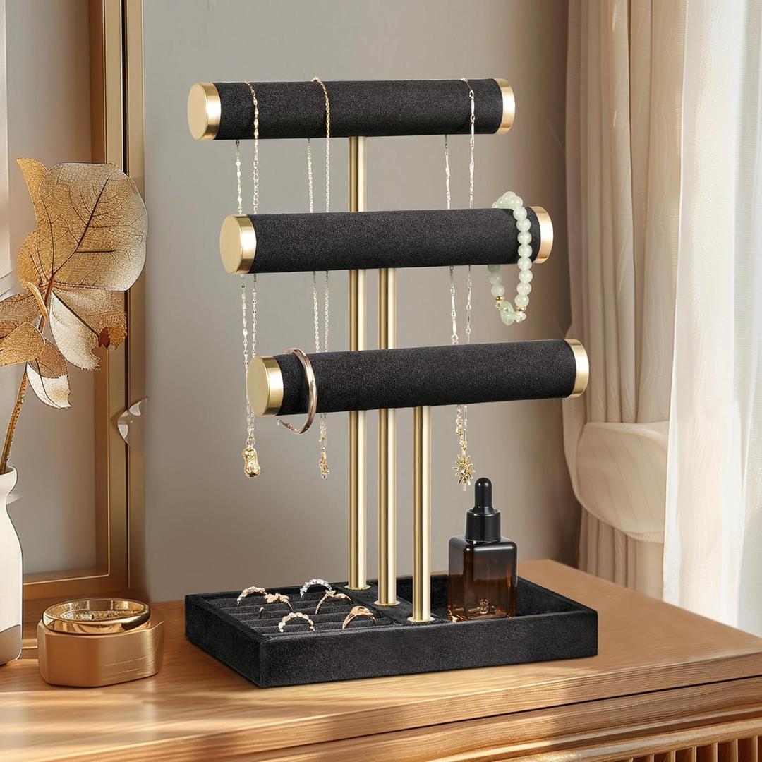Messe Zubehör mieten & vermieten - Schmuckständer Schmuck Organizer mit 3 Ebenen schwarz Armbänder abnehmbarer T-Steg Schmuck Ständer in Elsdorf (Rheinland)