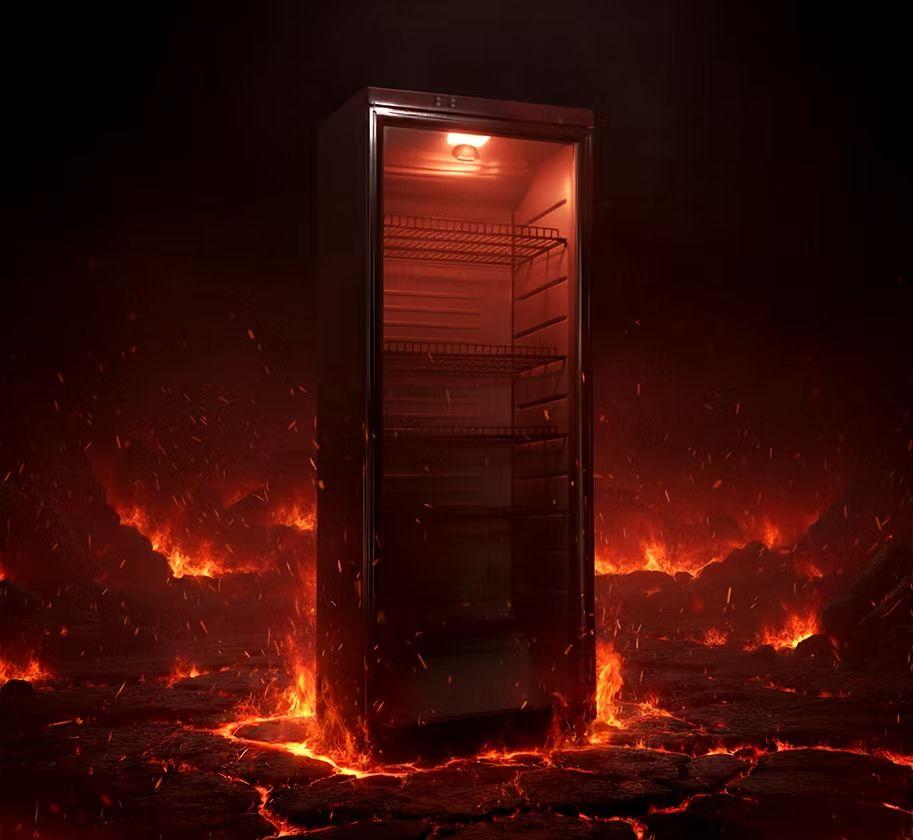 Kühlschrank mieten & vermieten - Kühlschrank verleih, Kühlgeräte mieten Berlin, all black, 350 l, 175cm, mit Beleuchtung in Berlin