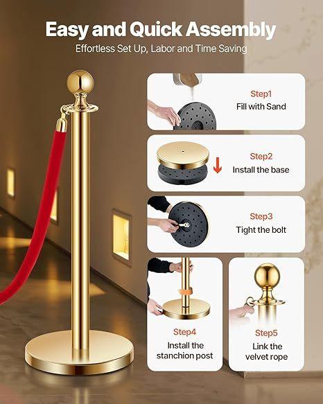 Absperrung mieten & vermieten - Personenleitsysteme Absperrpfosten Absperrung 6 Stk. Steuerung von Menschenmengen 4 rote Samtseile in Elsdorf (Rheinland)