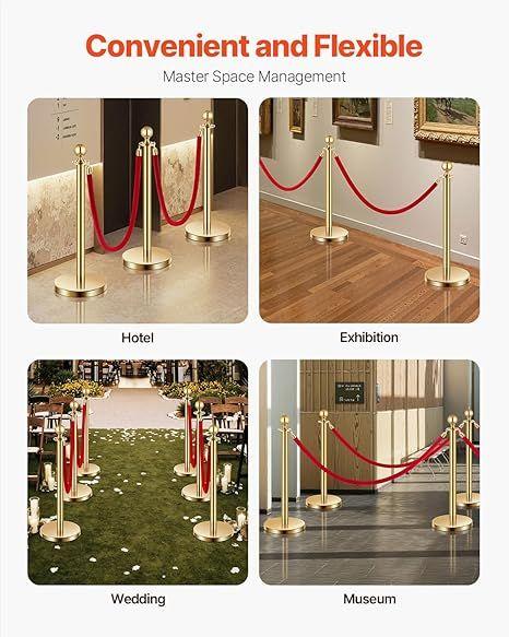 Absperrung mieten & vermieten - Personenleitsysteme Absperrpfosten Absperrung 6 Stk. Steuerung von Menschenmengen 4 rote Samtseile in Elsdorf (Rheinland)