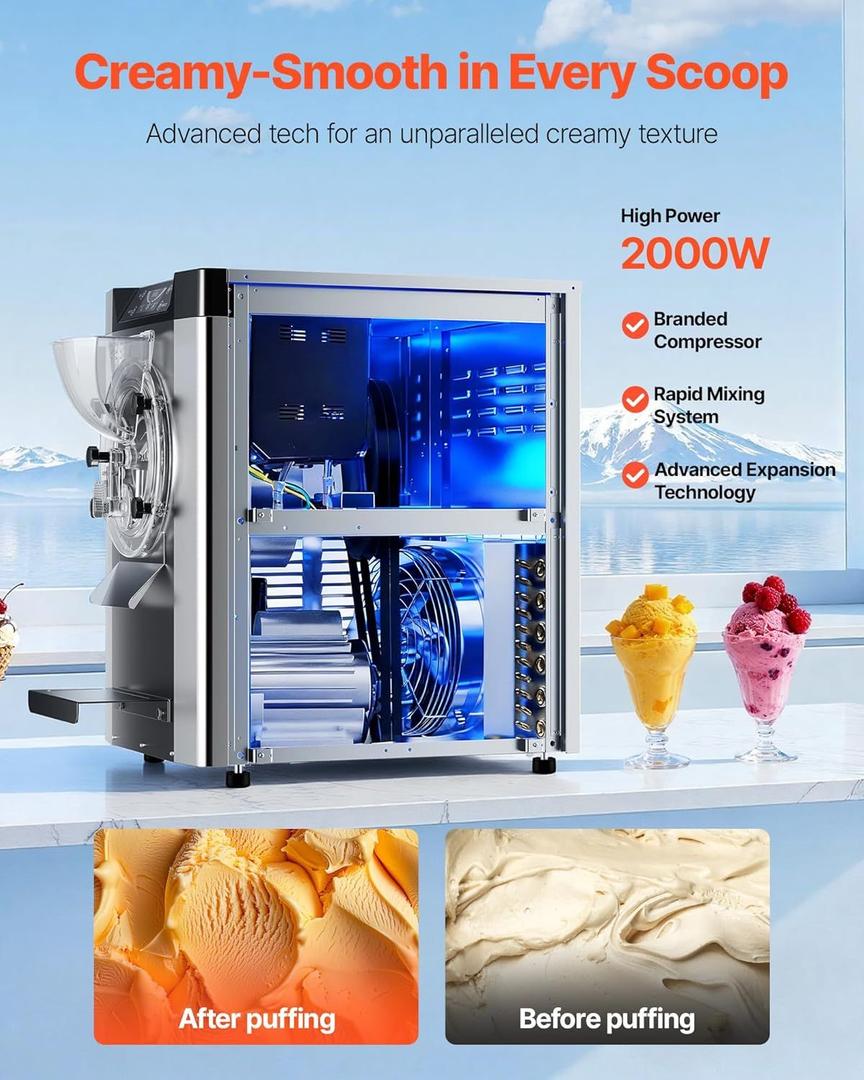 Softeismaschine mieten & vermieten - Eiscrememaschine gewerblich Eismaschine Bällcheneis 2000 W 12–20 L/h Tischgerät Gelato 6L Edelstahl in Elsdorf (Rheinland)