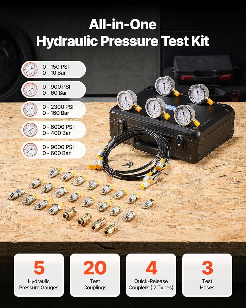 Kompressor / Druckluftwerkzeug mieten & vermieten - Hydraulikdruck Testkit Hydraulik Messgerät Hydrauliktester 10/60/160/400 / 600 Bar inkl. 5 Messgerät in Elsdorf (Rheinland)