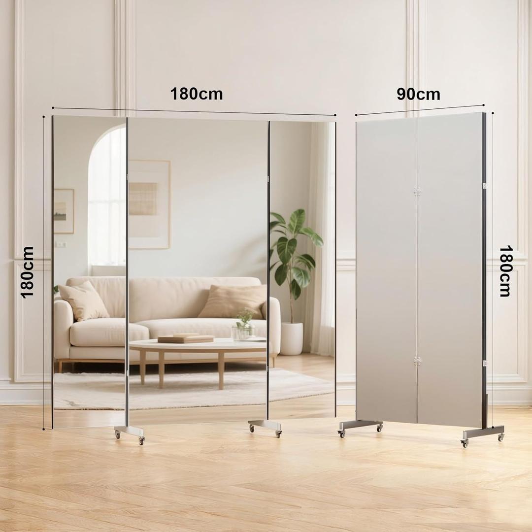 Kulissen mieten & vermieten - Ganzkörperspiegel 180x180 Tanzspiegel Therapiespiegel Standspiegel Multifunktionsspiegel auf Rollen in Elsdorf (Rheinland)