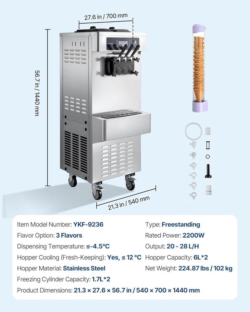 Softeismaschine mieten & vermieten - Eiscrememaschine freistehend Softeismaschine 2 x 6 L 20-28 L/h Speiseeisbereiter Eismaschine 2200 W in Elsdorf (Rheinland)
