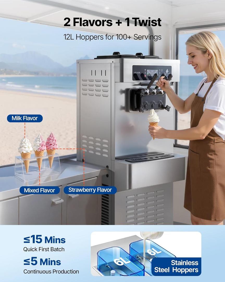 Softeismaschine mieten & vermieten - Eiscrememaschine freistehend Softeismaschine 2 x 6 L 20-28 L/h Speiseeisbereiter Eismaschine 2200 W in Elsdorf (Rheinland)