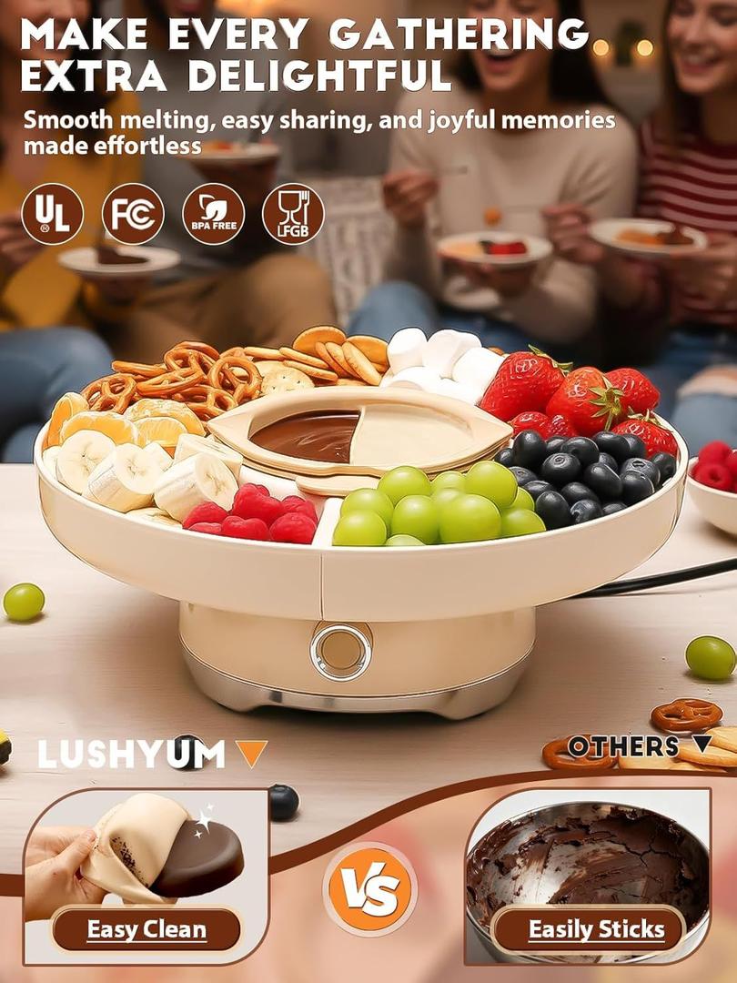 Cocktailbar mieten & vermieten - Schokofondue Set elektrisch 800 ml Schokoladenschmelzer mit drehbarer Servierschale Fondueset in Elsdorf (Rheinland)