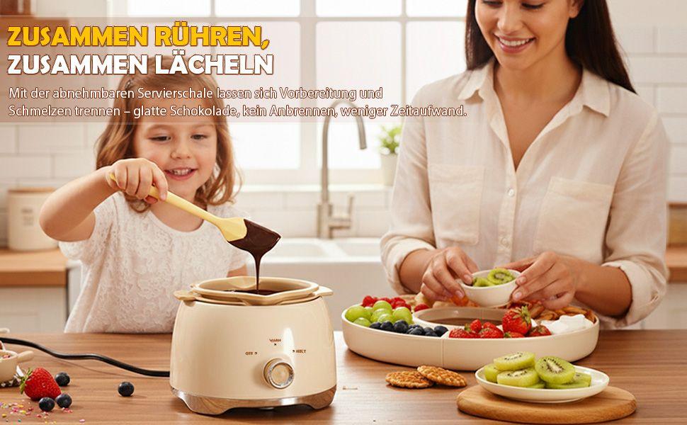 Cocktailbar mieten & vermieten - Schokofondue Set elektrisch 800 ml Schokoladenschmelzer mit drehbarer Servierschale Fondueset in Elsdorf (Rheinland)