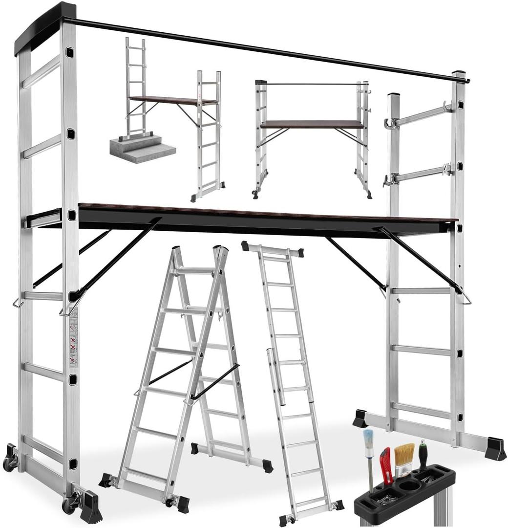 Gerüst mieten & vermieten - Gerüst 3 m Arbeitshöhe Leiter 4 in 1 mobile Mehrzweckleiter Arbeitsbühne Baugerüst Alu Gerüst in Elsdorf (Rheinland)