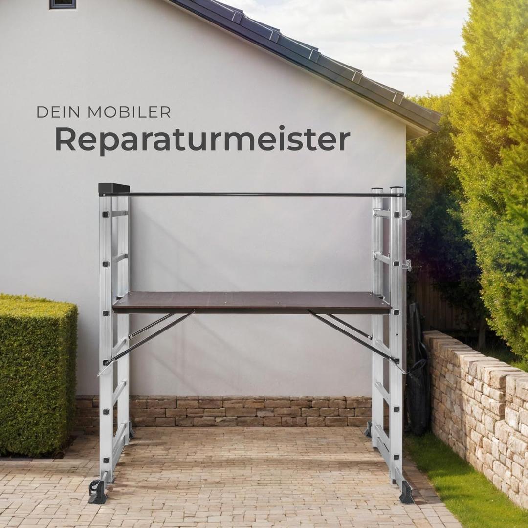 Gerüst mieten & vermieten - Gerüst 3 m Arbeitshöhe Leiter 4 in 1 mobile Mehrzweckleiter Arbeitsbühne Baugerüst Alu Gerüst in Elsdorf (Rheinland)