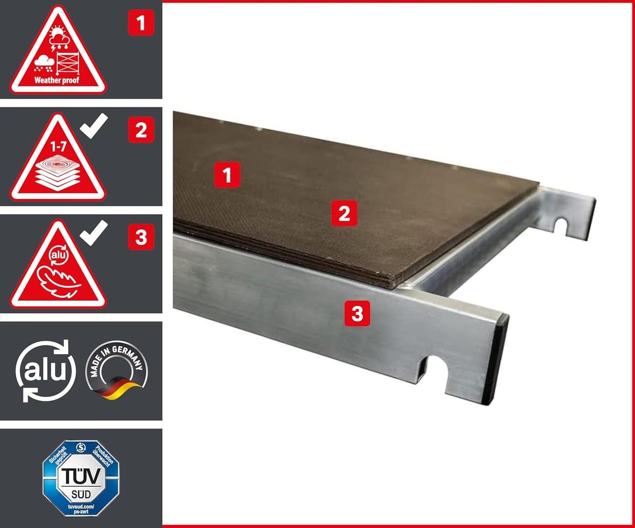 Gerüst mieten & vermieten - Treppengerüst 9,1 m Arbeitshöhe gebremste Lenkrollen TÜV Traglast 200kg/m² Alu Rollgerüst Baugerüst in Elsdorf (Rheinland)