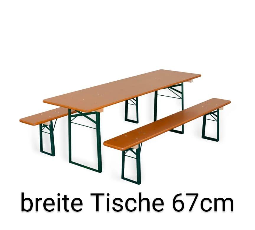Bierzeltgarnitur mieten & vermieten - Bierzeltgarnitur / Biergarnitur breite Tische 67cm in Königsbrunn