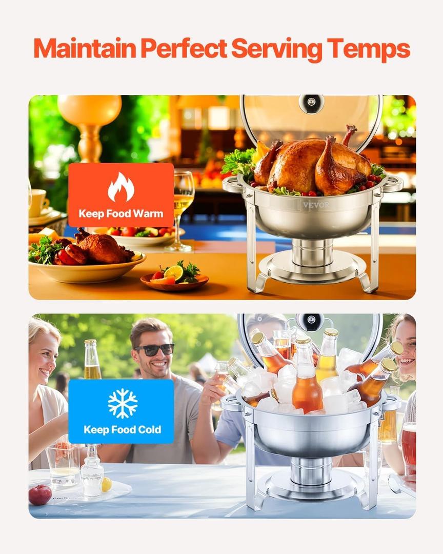 Buffetzubehör mieten & vermieten - Chafing Dish Buffet Speisenwärmer 4 x 4,7 Liter Behälter runder Catering-Wärmespender Buffetwärmer in Elsdorf (Rheinland)