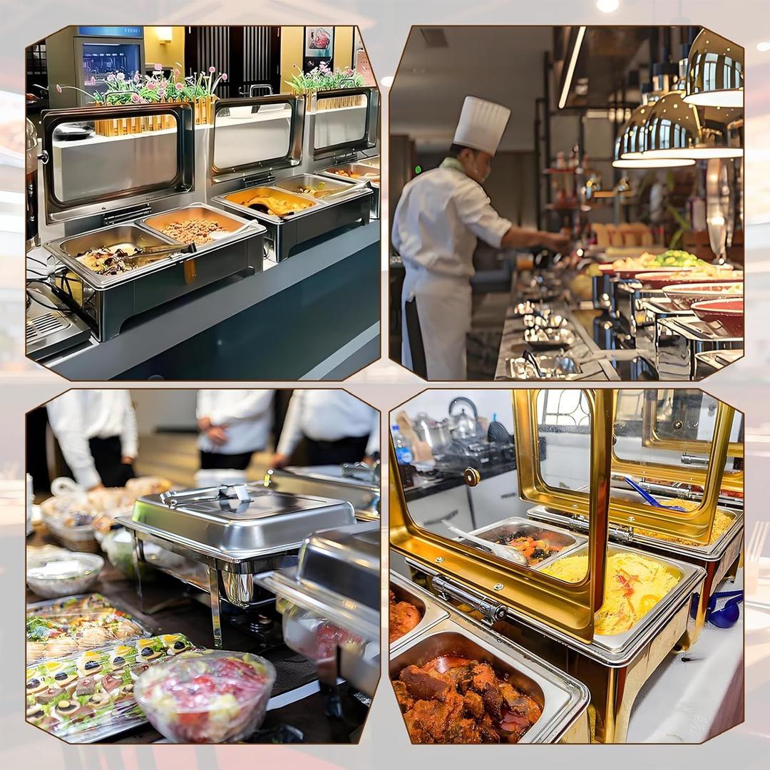 Buffetzubehör mieten & vermieten - Elektrischer Speisewärmer 1/1 Chafing Dish Glasdeckel 9L Wärmebehälter Buffet Edelstahl Buffetwärmer in Elsdorf (Rheinland)